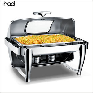 Hadi ที่อุ่นอาหารไฟฟ้าจานอุ่นสแตนเลสพร้อมฝาแก้วสีทองสำหรับร้านอาหาร - Product Image 2