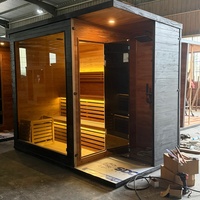 Desain Modern Sauna Kayu Kering Indoor Outdoor Kombinasi Shower dan Pemanas Inframerah Kabin Sauna Luar Ruangan yang Indah