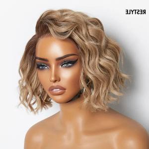 <span class=keywords><strong>Perruque</strong></span> en cheveux humains naturels, blond cendré, coupe courte et droite, bob, ondulée, ombrée, fermeture en dentelle frontale, tissages et perruques <span class=keywords><strong>sans</strong></span> <span class=keywords><strong>colle</strong></span> - Product Image 5