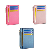 Dompet Kartu Kredit Wanita Kecil Tipis dengan Pelindung RFID |   Dompet ID Mini Imut Minimalis dengan Resleting