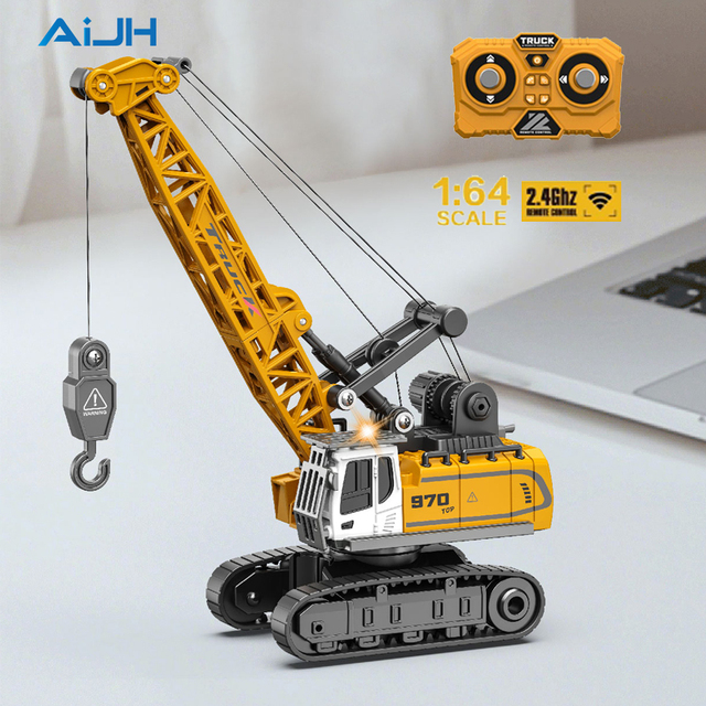 AiJH Remote Control Crane Truck APP Mini RC Truck with Light and Sounds Remote Control Engineer Crane Model Car Toys