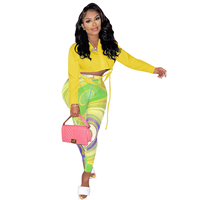 2021 nouveautés Offre Spéciale Clubwear pantalons ensembles pour femmes solide pansement petit haut 2 pièces ensemble imprimer maille Legging costume décontracté