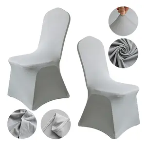 Silver Grey Chair Covers Polyester Spandex Stretchable Chair Cover Slipcovers For Wedding Party