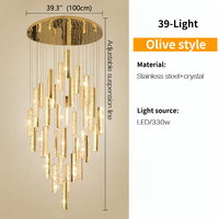 Lampes d'escalier MEEROSEE, luminaires de plafond modernes en cristal pour escalier, maison duplex, villa, plafond suspendu, grand lustre MD98127