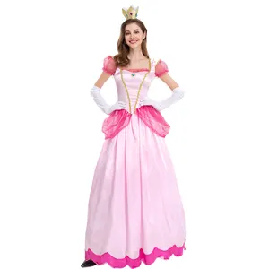 Disfraz de princesa Peach para adulto, disfraz para Halloween, fiesta de carnaval, Fantasía