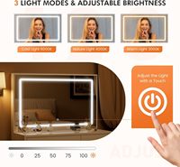 Moderner Holz-Schminktisch 35,4 Zoll mit LED-Spiegelbeleuchtung, Ladestation, 2 Schubladen und großem Schrank