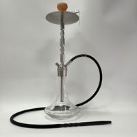 Set Hookah Shisha Mewah Sederhana dengan Gagang Hookah Baja Tahan Karat 304 Ukuran Besar, Finishing Cermin, 1 Selang, Desain Mewah Ringan