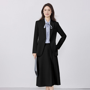 Women's Suit Set Midi Skirt Full Sleeve Polyester Anti-Wrinkle Office Lady Professional Attire For Commuting Interview - Product Image 4