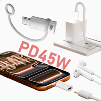 Adaptador de Auriculares USB C Giratorio, Adaptador Hembra de 8 Pines, Carga Rápida PD de 45W, Transmisión de Datos de 480Mbps, Alta Calidad de Sonido HIFI