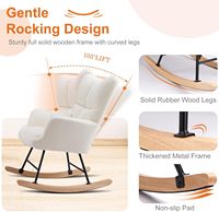 Chaise de lecture moderne rembourrée pour chambre de bébé Teddy Chaise à bascule à dossier haut Chaise d'appoint berçante Fauteuil à bascule inclinable