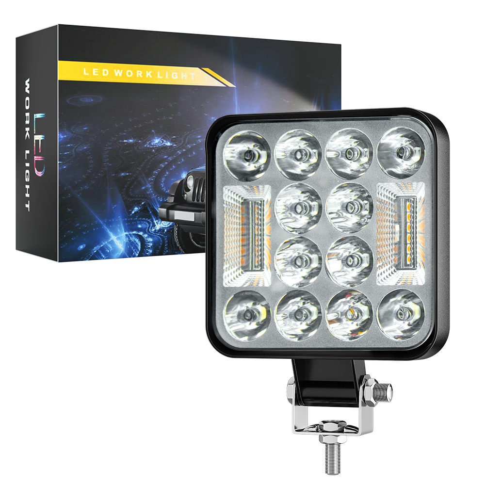 DXZ New 24LED 3-inch 9-80V 12W H-MINI-F-24 LED Work Light | Square Spot Light | for Car Truck Motorcycle Farm Machinery