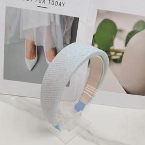 Nuova Collezione Primavera/Estate 2026 - Accessori per Capelli <span class=keywords><strong>Serie</strong></span> Blu - Fasce per Capelli con Corona Alta e Bordi Larghi - Fascia per Capelli Blu in Spugna Spessa - Product Image 3