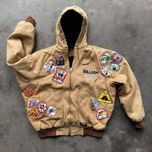 سترة عمل عالية الجودة مخصصة للوزن الثقيل من قماش البط البني مع سحاب بغطاء رأس حتى شجرة حقيقية كامو أعلى محصول سترة بغطاء رأس للرجال - Product Image 2