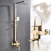 Ensemble de robinet de douche de pluie en acier inoxydable 304 avec tête d'eau chaude froide en laiton robinet mitigeur de baignoire Surface brossée pour hôtels
