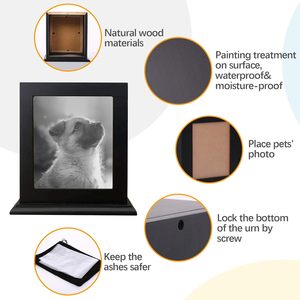Pet Wood Memorial <strong>Urn</strong> for Ashes Photo Frame Keepsake Box for <strong>Cats</strong> Dogs Caskets for Pets - Product Image 5