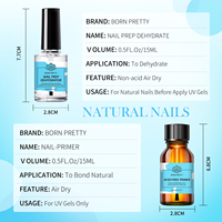 BORN PRETTY 15ml Kit de Base et Déshydratant pour Ongles, Logo Personnalisé, Sans Acide, Sans Remontée, Sans Protéines, Votre Logo pour Vernis Gel