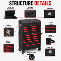 Coffre à outils roulant en acier robuste, directement de l'usine, avec serrure combinée, armoire à outils mobile avec roulettes