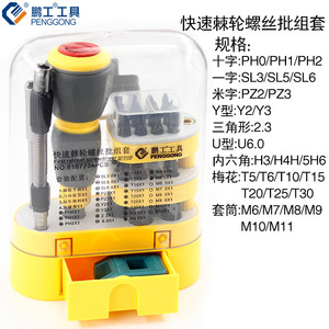 Penggong Ratchet Screwdriver Set 34 Pcs With Socket Wrench Phillips Bit For Diy Repair Tools - Product Image 5