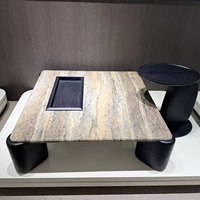 Ensemble de tables basses gigognes durables, directement de l'usine, carrées noires en MDF, tables d'appoint rectangulaires minimalistes pour salon