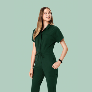 2025 nuevo conjunto de exfoliación médica personalizado para mujeres enfermeras <span class=keywords><strong>Polo</strong></span> cuello Jogger piernas enfermera mono de una pieza conjuntos de exfoliación uniformes de diseño de logotipo - Product Image 5