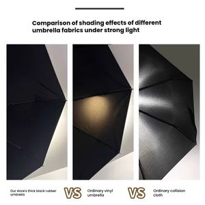Parapluie automatique pliant noir de luxe léger avec manche en bois large renforcé, solide et durable, protection solaire coupe-vent, cadeaux d'affaires - Product Image 2
