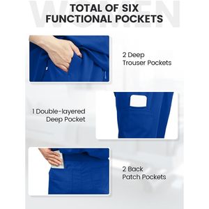 Pantalones Médicos FOXA para Mujer, Tipo Jogger con 6 Bolsillos, Cintura Media con Cordón Ajustable, Pantalones Cargo Suaves, Uniformes de Hospital - Product Image 3
