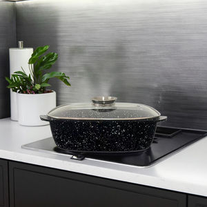 หม้อโลหะฝาแก้วเตาแม่เหล็กไฟฟ้าแบบมีหลายชั้นฝาปิดหม้อทำจากอะลูมิเนียมหล่อหล่อขึ้นรูปแบบทันสมัย - Product Image 2