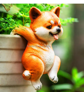 Grosir disesuaikan halaman taman hiasan dinding Resin patung anjing lucu bunga luar ruangan Pot Dekorasi - Product Image 5