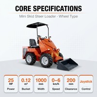 Mini-chargeuse compacte haute performance 600 kg - 1000 kg avec auvent pour travaux agricoles, de construction et d'aménagement paysager