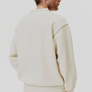 Logo personnalisé et couleur uni hommes sweat coton tissu pull sweat pour hommes au prix le plus bas - Product Image 3