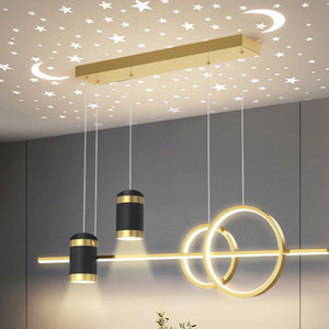 Modern Luxury Aluminum Star Projection Linear Pendant Light LED Chandelier with Middle Size for Dining Room <strong>Bar</strong> - Product Image 4