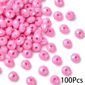 Perline Acriliche Rotonde Sfaccettate da 6mm con Foro Grande, Colori Macaron, Placcate UV, per Creazione Fai-da-te di Penne <span class=keywords><strong>e</strong></span> Braccialetti - Vendita all'Ingrosso - Product Image 5