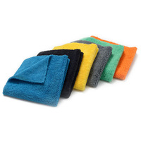 Handuk Microfiber dua lapisan tanpa jarum otomatis detail cepat kering kain serat 400gsm tenun handuk pembersih cuci mobil hijau biru