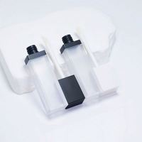 Contenant en plastique pour brillant à lèvres, emballage cosmétique pour rouge à lèvres, tube carré givré de 3 ml, impression sérigraphiée noire, vente en gros
