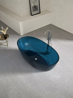 Baignoires en résine cristalline de luxe Baignoires de salle de bain transparentes autoportantes en résine à surface solide avec égouttoir
