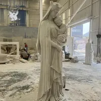 Virgin Mary Statue with Baby Jesus, Marble Sculpture