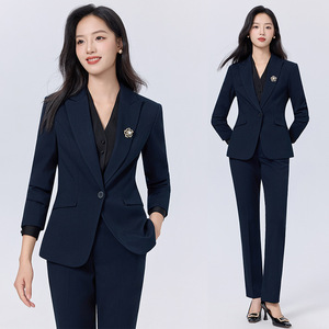 Women's Wool Suit Set Full Sleeve Anti-Wrinkle Formal Commute Uniform - Product Image 2