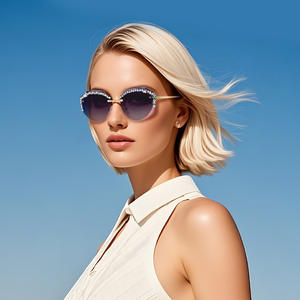 Lunettes de soleil œil de chat pour femme Z20653, monture métallique, strass, protection UV400, type 3, pare-soleil, noires, lunettes de mode - Product Image 1