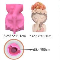 HY 3D – Pot de fleur en plâtre de béton, tête de fille magnifique, moule en Silicone, Vase de plantation succulente, moule en argile de ciment