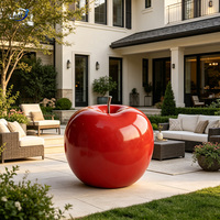 Sculpture de pomme rouge en fibre de verre durable, peinte à la main, décoration artistique extérieure, grande taille, statue en FRP, couleur personnalisée, OEM/ODM