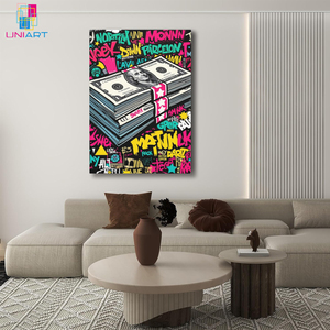 UNIART moderne argent dollar toile peinture imprime art <span class=keywords><strong>mural</strong></span> <span class=keywords><strong>image</strong></span> de rue décoration vivante sans <span class=keywords><strong>cadre</strong></span> <span class=keywords><strong>pour</strong></span> salon décor à la maison - Product Image 3