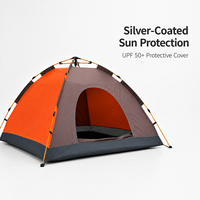 Tente de camping automatique portable en tissu Oxford quatre saisons, imperméable, avec revêtement argenté, pliable, pour 1-2 ou 3-4 personnes