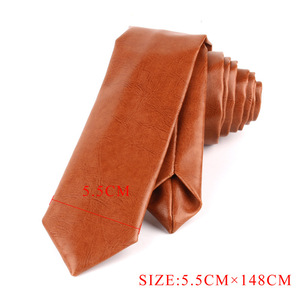 Cravatte Sottili in Pelle per <span class=keywords><strong>Uomo</strong></span>, Casual, Nero e Marrone, 5,5 cm, per Matrimoni - Product Image 3