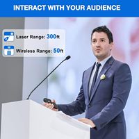 Présentateur sans fil rouge, portée 30 m, 2,4 GHz, télécommande PowerPoint, piles AAA, écran plein, écran noir pour PPT/Google
