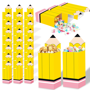 Lot de 12 boîtes à popcorn pour la <span class=keywords><strong>rentrée</strong></span> scolaire, motif crayon de dessin animé, en papier robuste, pour récompenses en <span class=keywords><strong>classe</strong></span>, collations ou cadeaux pour les élèves du primaire - Product Image 1
