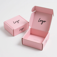 Cajas de papel de envío corrugadas rosas de lámina UV mate moderna con logotipo personalizado para ropa de cuidado de la piel y embalaje de sushi