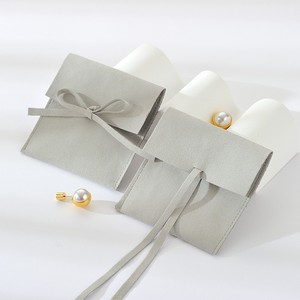 Luxury Microfiber Half Cover <b>Bow</b> Jewelry Bag Ring Earrings Studs Necklace Mini Bag Custom Logo Storage <b>Gift</b> Pouch - Product Image 1