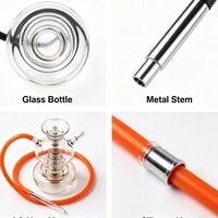 Ensemble de chicha en verre soufflé à la main, double embout, un seul tuyau, finition miroir moderne, coffret cadeau
