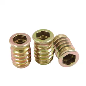 Brass Insert Nut Knurled Copper Flat Head Furniture Wood M6 Threaded Inserts Nut For Wooden