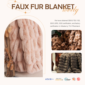 Dikdörtgen Suni Kürk Battaniye Rahat Lora Çift Taraflı Büzgülü Suni Tavşan Kürkü Battaniye Ev Otel İçin - Product Image 6